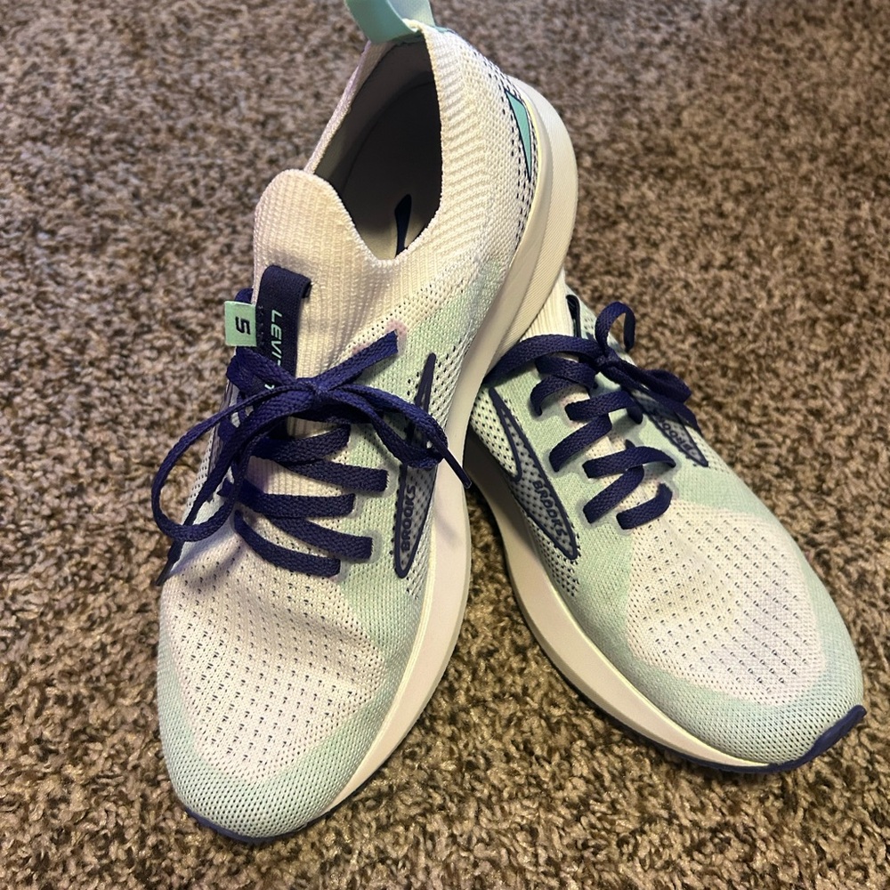 White and Blue Athletic Sneakers